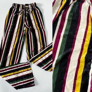 Fashion Nova Yeva Velvet Striped Straight Leg Multicolor Velvet Pants Sz XS